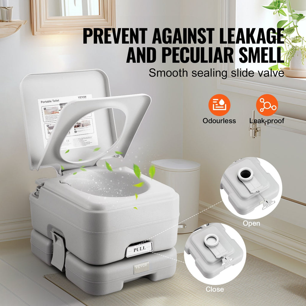 Portable Flushing Toilet – 3.2 Gal Flush Tank, Piston Pump, Leak-Proof, 330 lb Capacity