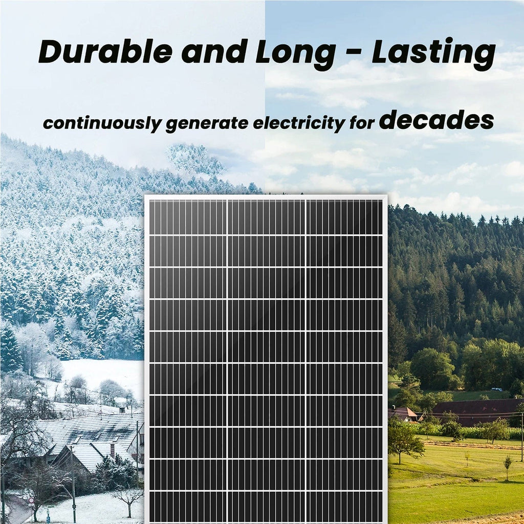 100W Monocrystalline Solar Panel Kit – Adjustable Kickstand, 50 ft Cable, MC4 Connectors