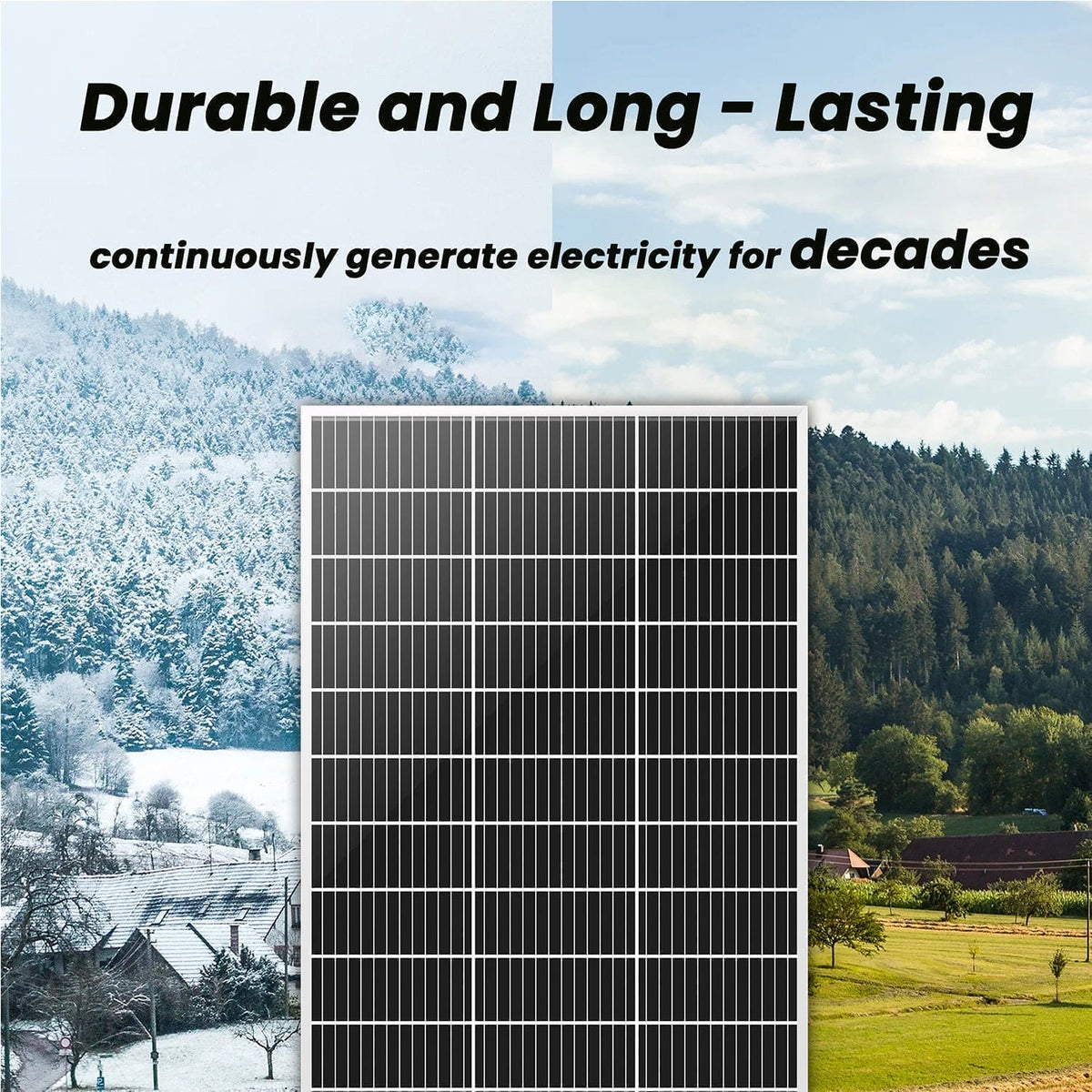 100W Monocrystalline Solar Panel Kit – Adjustable Kickstand, 50 ft Cable, MC4 Connectors