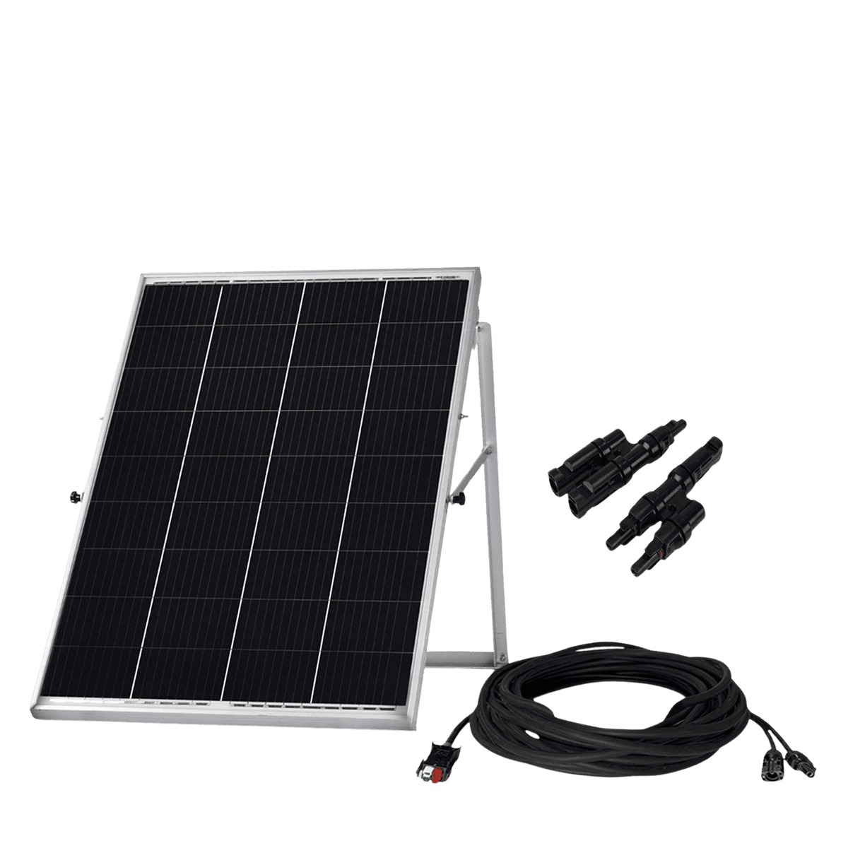 100W Monocrystalline Solar Panel Kit – Adjustable Kickstand, 50 ft Cable, MC4 Connectors