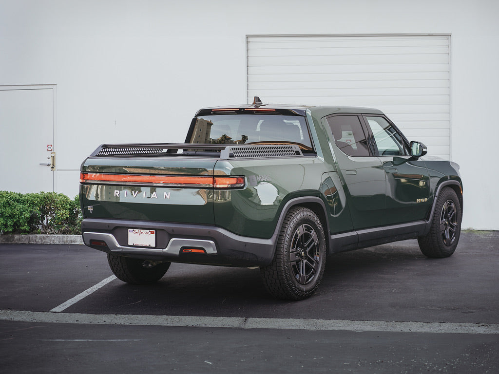 Bed Rack for Rivian R1T – Steel & Aluminum, MOLLE Side Panels, Adjustable Crossbars, Accessory Port Adapters