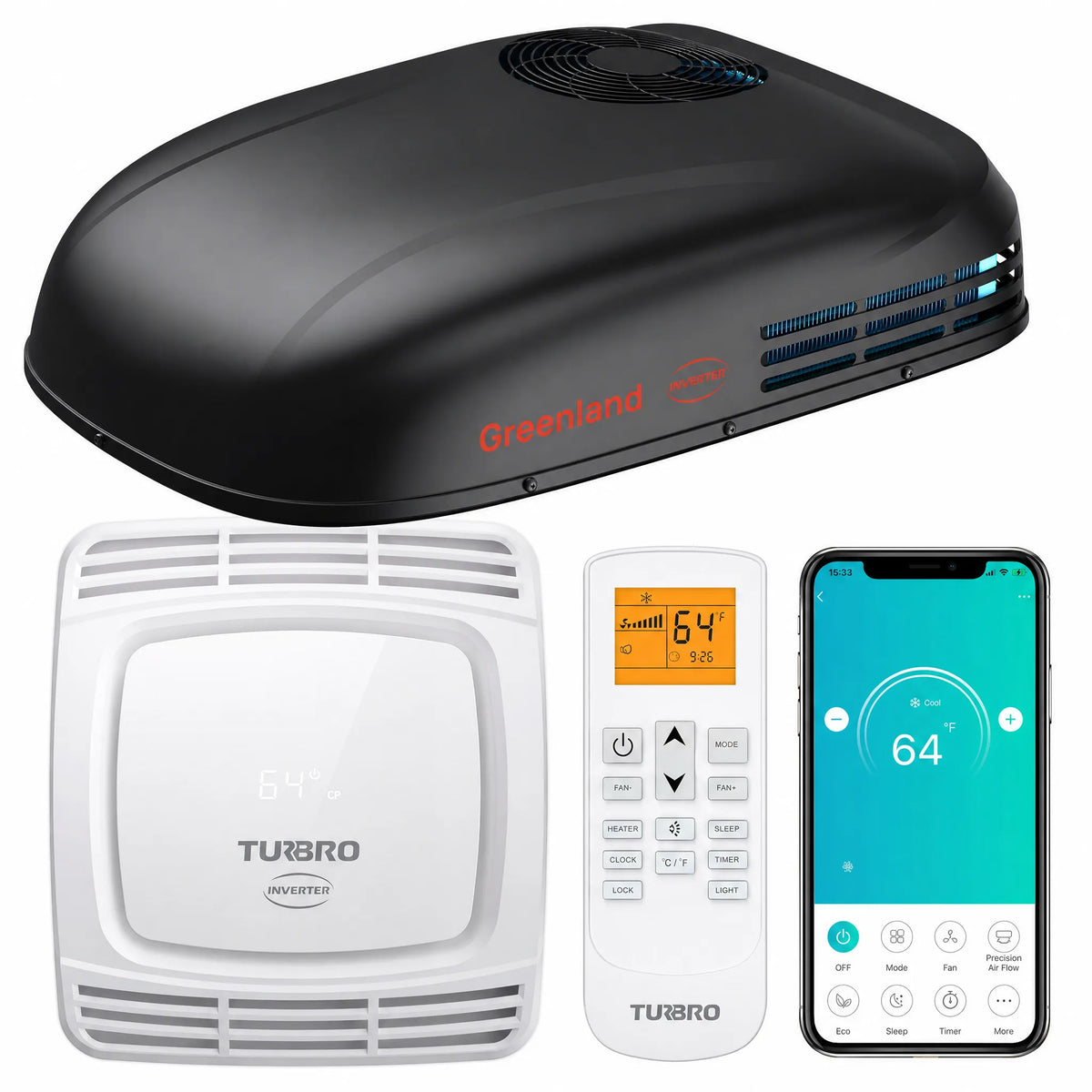 13,500 BTU RV Air Conditioner with Heat Pump | Inverter, 45 dB, App Control