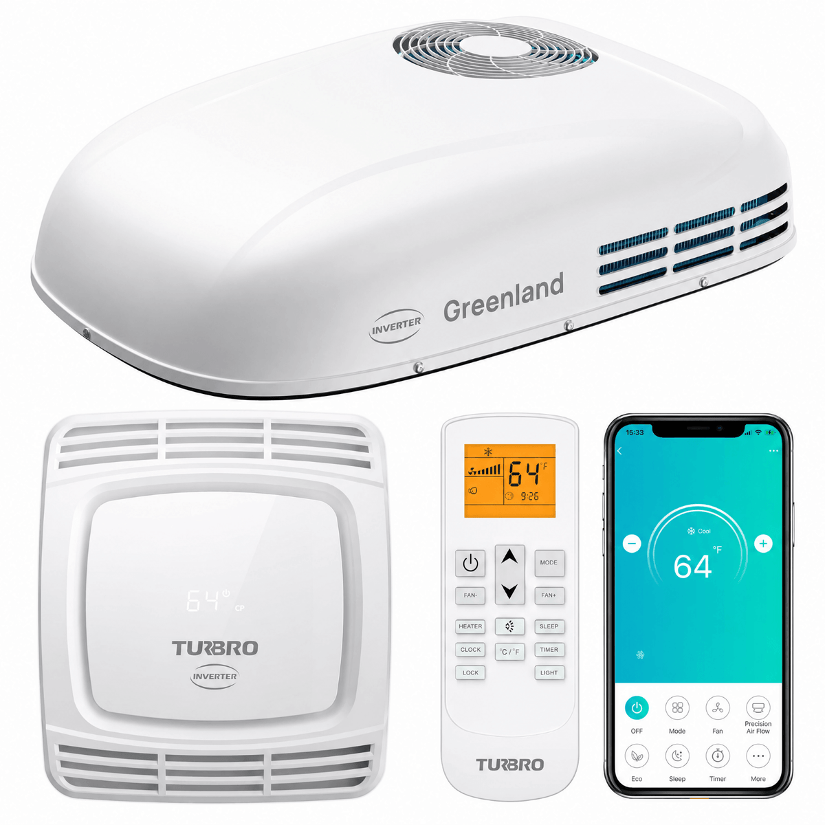 13,500 BTU RV Air Conditioner with Heat Pump | Inverter, 45 dB, App Control