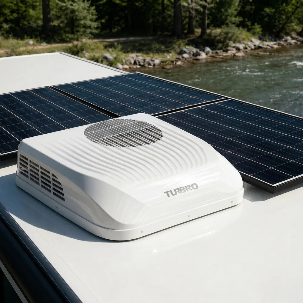 12V DC Rooftop RV Air Conditioner – 9,000 BTU, Inverter Compressor, Low Profile, App Control