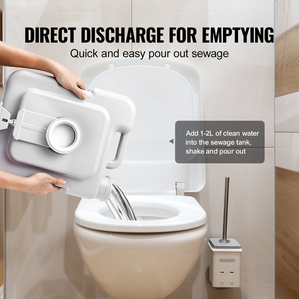 Portable Flushing Toilet – 3.2 Gal Flush Tank, Piston Pump, Leak-Proof, 330 lb Capacity