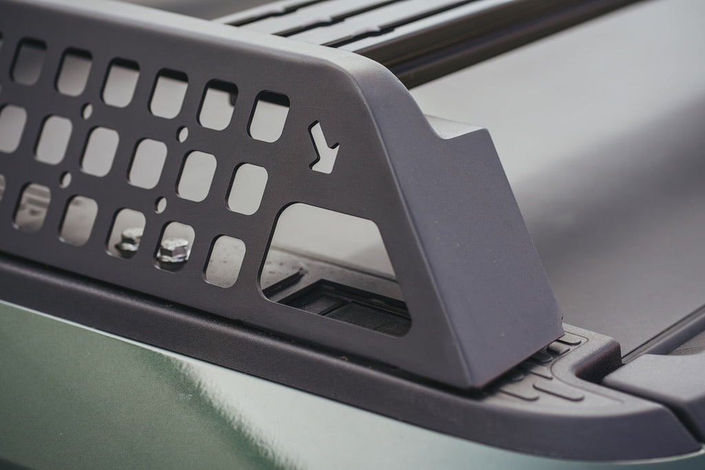 Bed Rack for Rivian R1T – Steel & Aluminum, MOLLE Side Panels, Adjustable Crossbars, Accessory Port Adapters