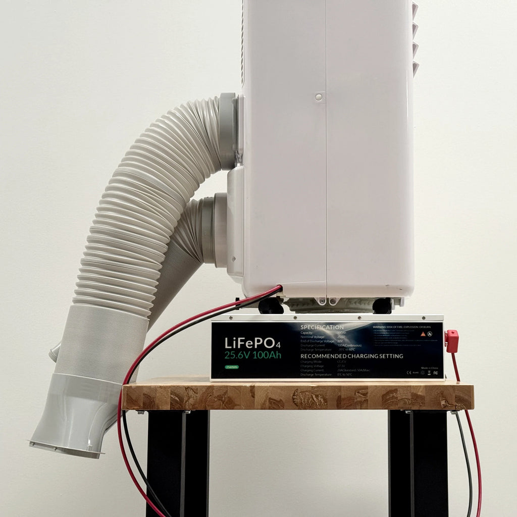 24V DC Portable Air Conditioner & Heat Pump – 12,000 BTU, Dual Duct, Off-Grid Battery Powered