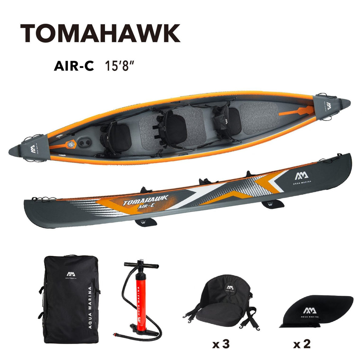 15'8" High-Pressure Drop-Stitch Inflatable Canoe – 3 Person, 573 lb Capacity, V-Shape Keel