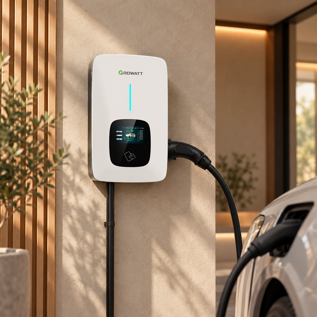 12kW Level 2 EV Charger – 50A, J1772, Wi-Fi, RFID, Solar PV Linkage, NEMA 4X | Compatible with All Brands EVS