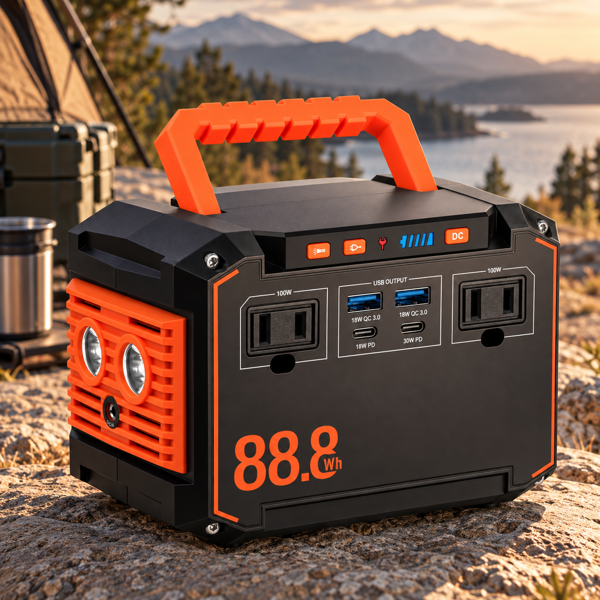 300W Portable Power Station with Foldable Solar Panel – AC, USB-C PD & DC Outputs