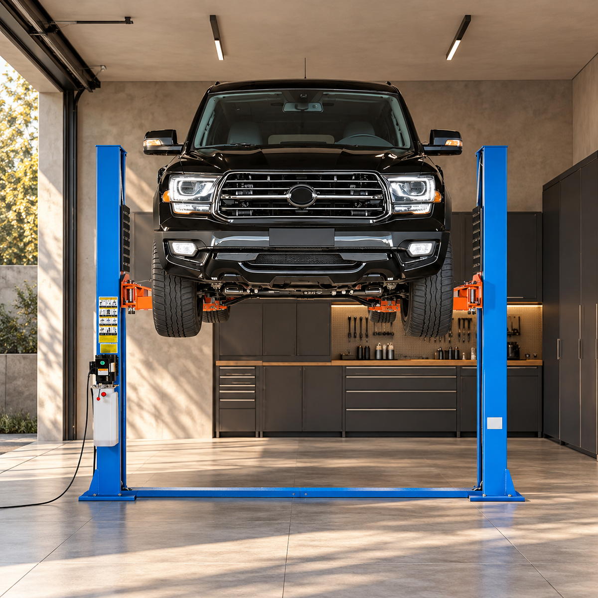 2 Post Car Lift – 9,000 lb Capacity, 220V 2.95 HP Motor, 74.8″ Lift Height, Two-Stage Arms