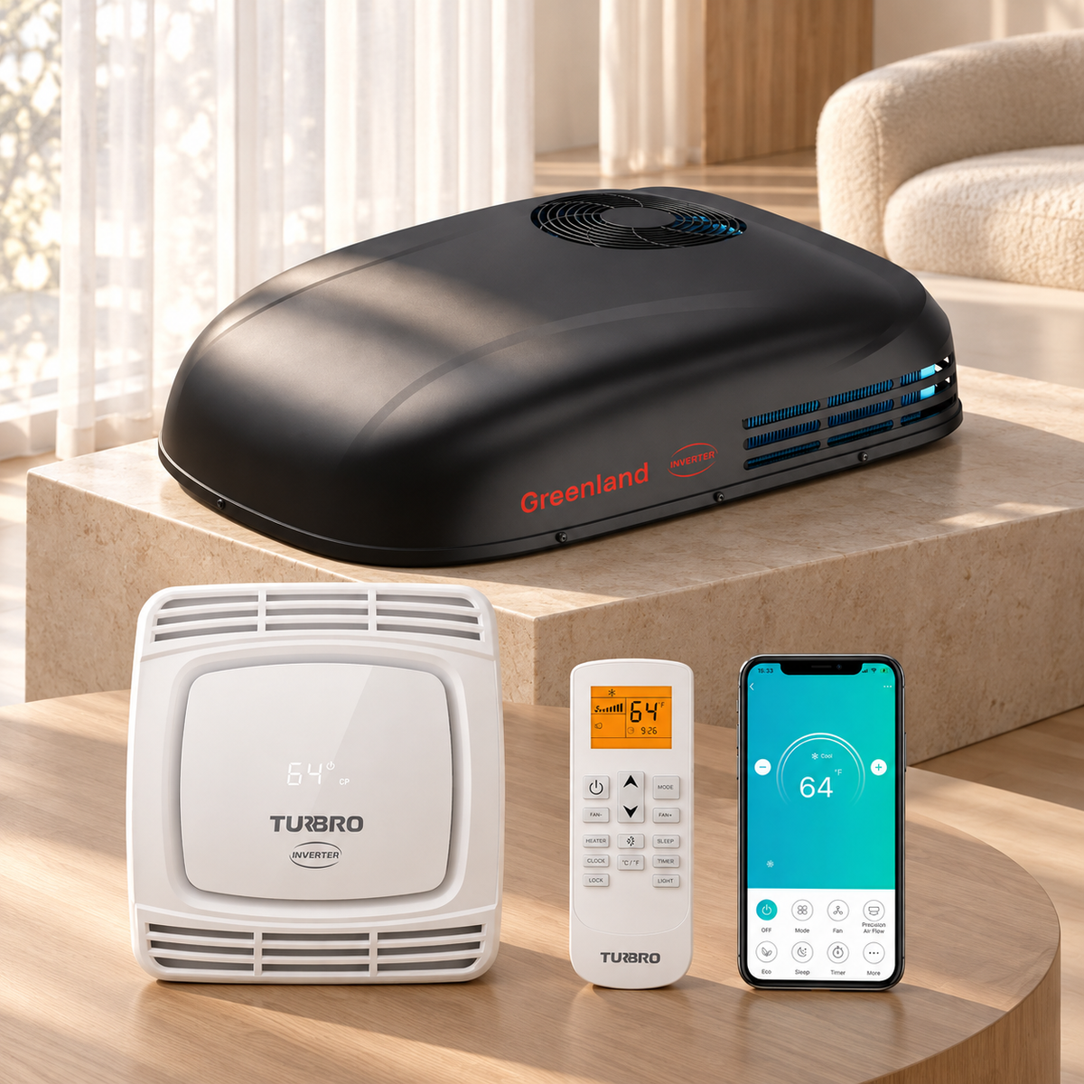 13,500 BTU RV Air Conditioner with Heat Pump | Inverter, 45 dB, App Control