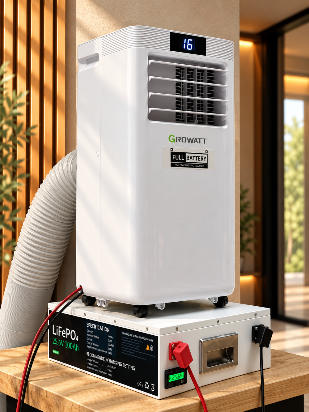 24V DC Portable Air Conditioner & Heat Pump – 12,000 BTU, Dual Duct, Off-Grid Battery Powered