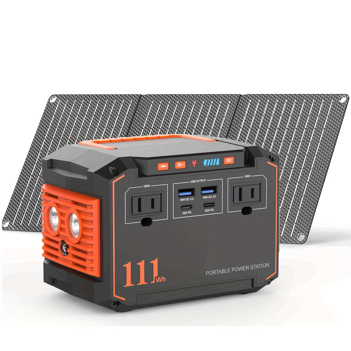 300W Portable Power Station with Foldable Solar Panel – AC, USB-C PD & DC Outputs