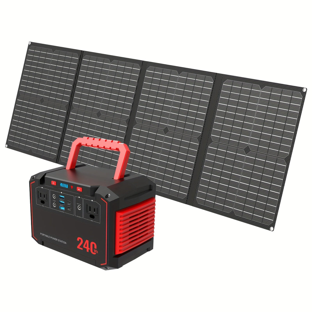 300W Portable Power Station with Foldable Solar Panel – AC, USB-C PD & DC Outputs