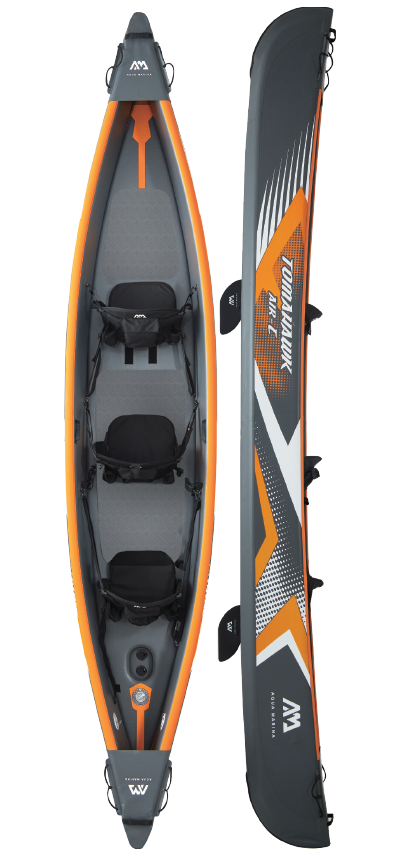 15'8" High-Pressure Drop-Stitch Inflatable Canoe – 3 Person, 573 lb Capacity, V-Shape Keel