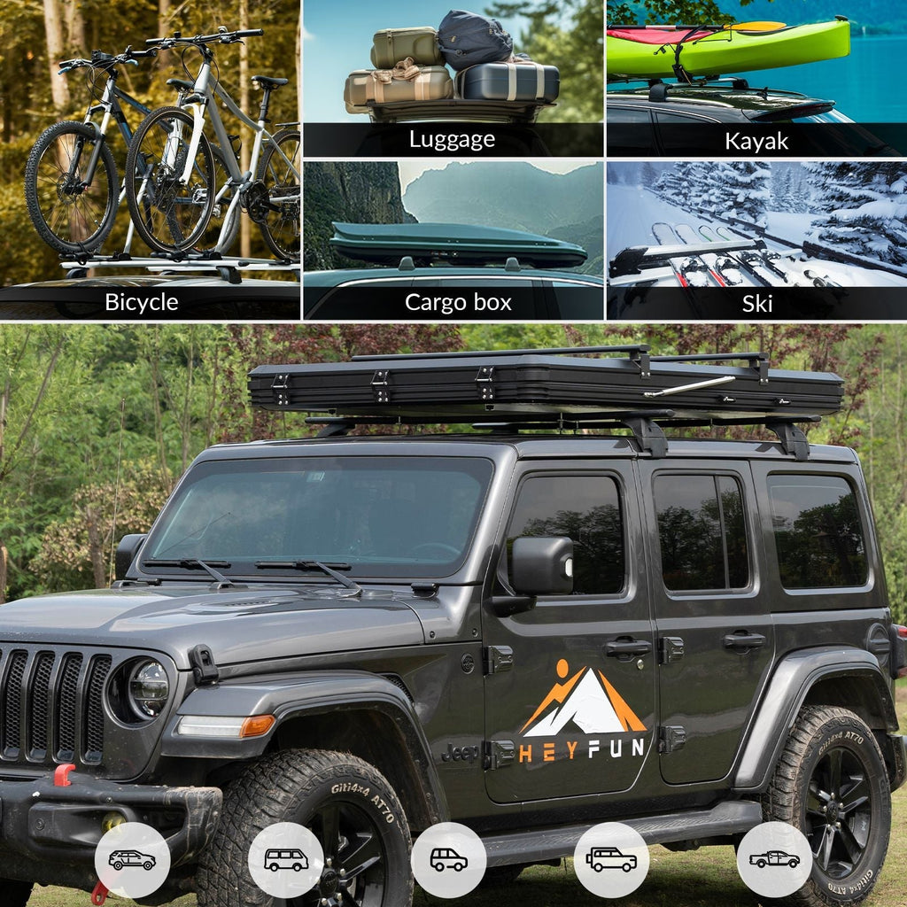Hardshell Rooftop Tent – Aluminum, Pop-Up, 4-Season, Side Awning, AC Bracket, Sleeps 2–3