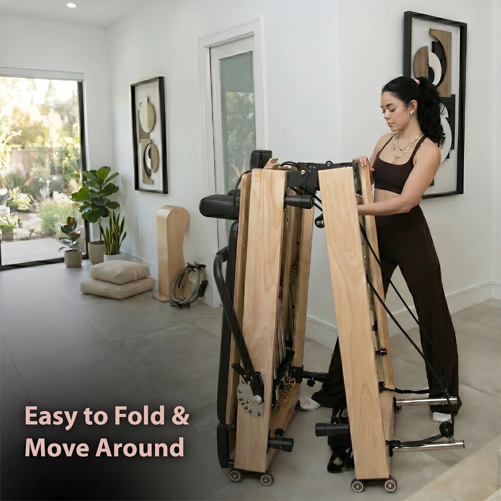 The er – Studio Quality Pilates Reformer for Home Use That Folds Away in Seconds