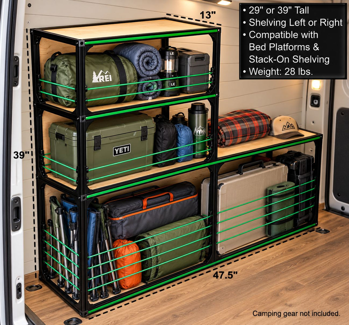 DIY Camper Van Wheel Well Shelving & Bench – 48″ Wide Storage for Van Conversions